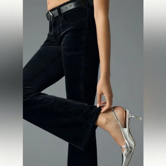 Anthropologie Pilcro Icon Low-Rise Corduroy Chop Pocket Flare Jeans Size 33 NWT - Picture 1 of 16